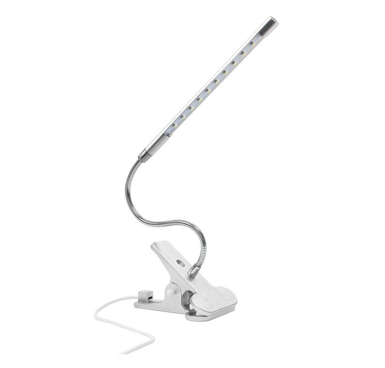 Clip-On LED USB Reading Light - Flexible Touch Desk Lamp