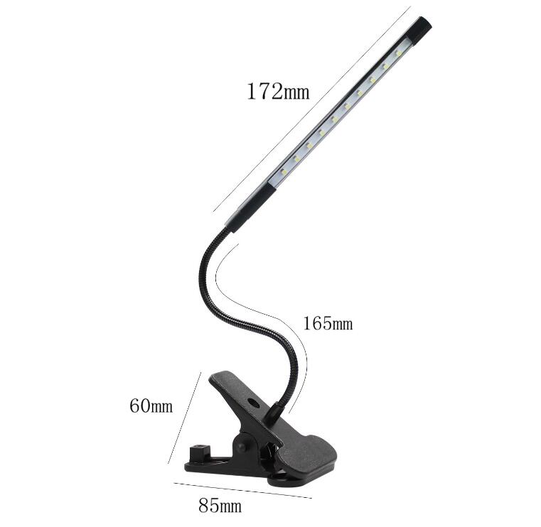 Clip-On LED USB Reading Light - Flexible Touch Desk Lamp