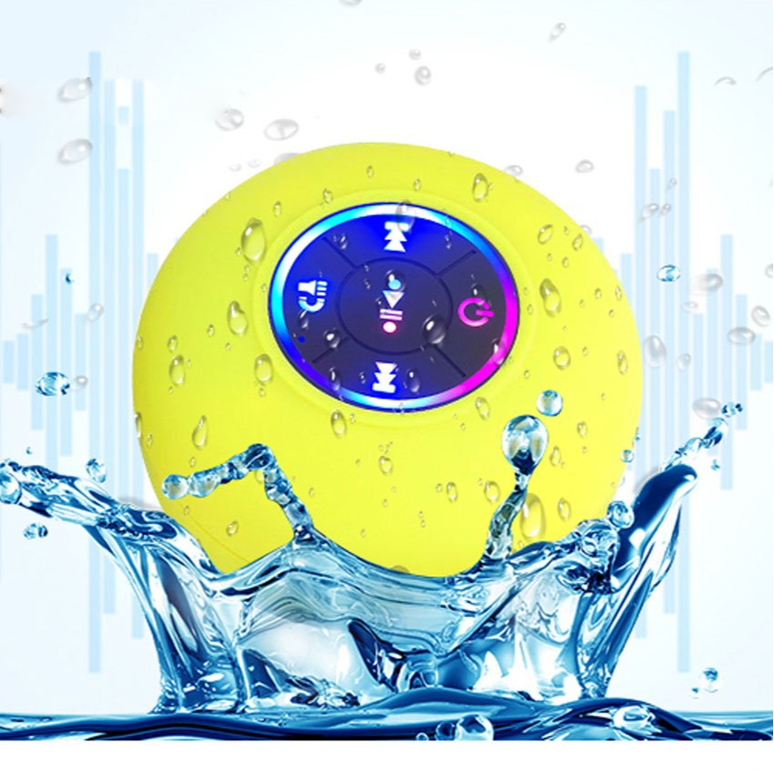 Waterproof Bluetooth Speaker with LED Light - Suction Cup & Portable