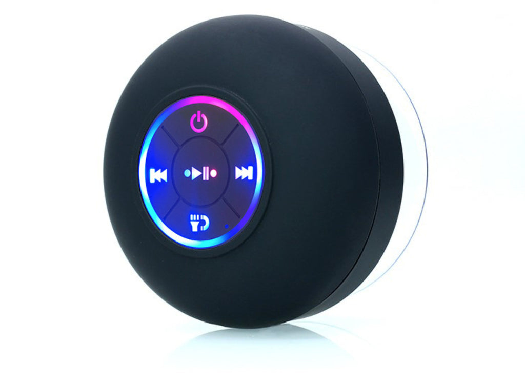 Waterproof Bluetooth Speaker with LED Light - Suction Cup & Portable