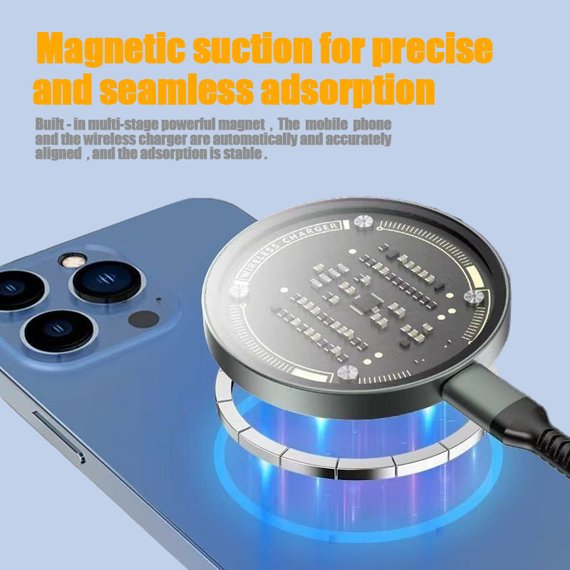 15W Magnetic Wireless Fast Charger - Compatible iPhone 12 to 17 Pro Max