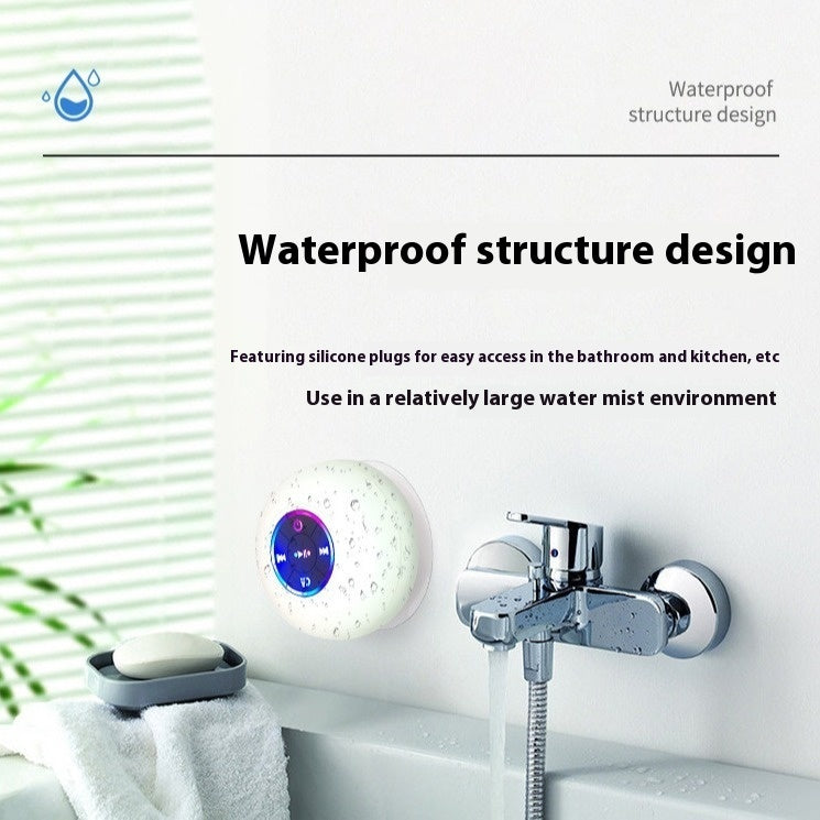 Waterproof Bluetooth Speaker with LED Light - Suction Cup & Portable