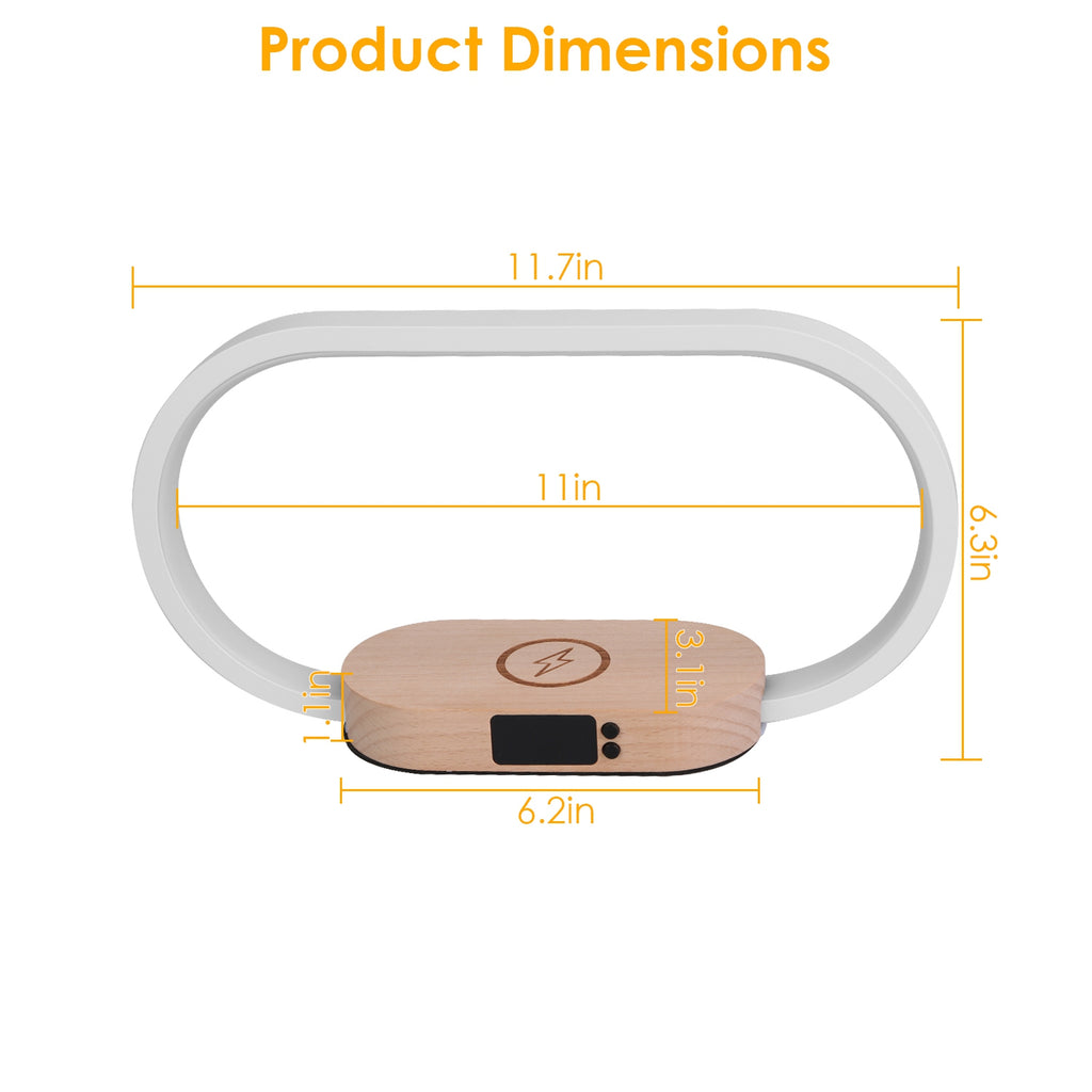 LED Bedside Lamp with Wireless Charging & Clock - Touch Control