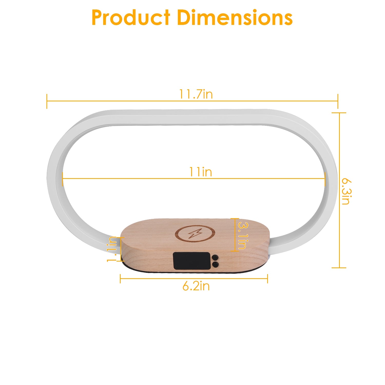 LED Bedside Lamp with Wireless Charging & Clock - Touch Control